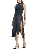 Sorriso Denim Sleeveless Frayed Midi-Dress