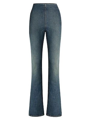 Split Boot-Cut Denim Leggings