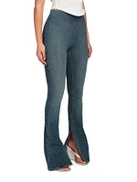 Split Boot-Cut Denim Leggings