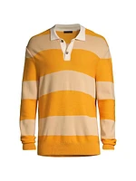 Wool-Cotton Blend Striped Polo Shirt