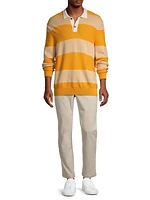 Wool-Cotton Blend Striped Polo Shirt