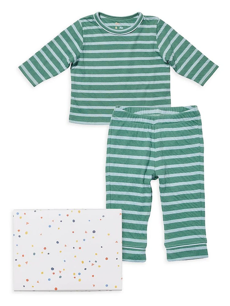 Baby's Striped Long-Sleeve T-Shirt & Leggings Set