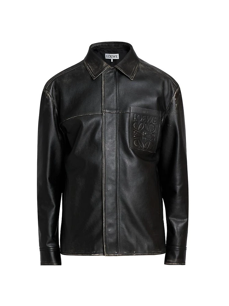 Leather Anagram Pocket Overshirt