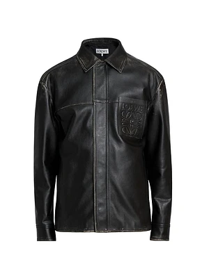 Leather Anagram Pocket Overshirt