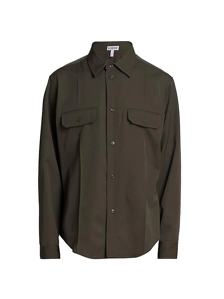 Wool-Blend Pocket Shirt