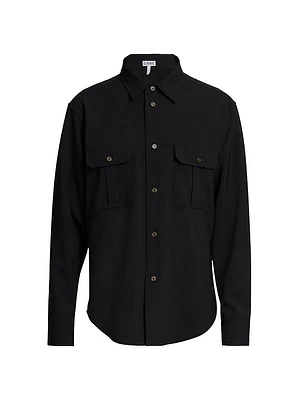 Wool-Blend Pocket Shirt