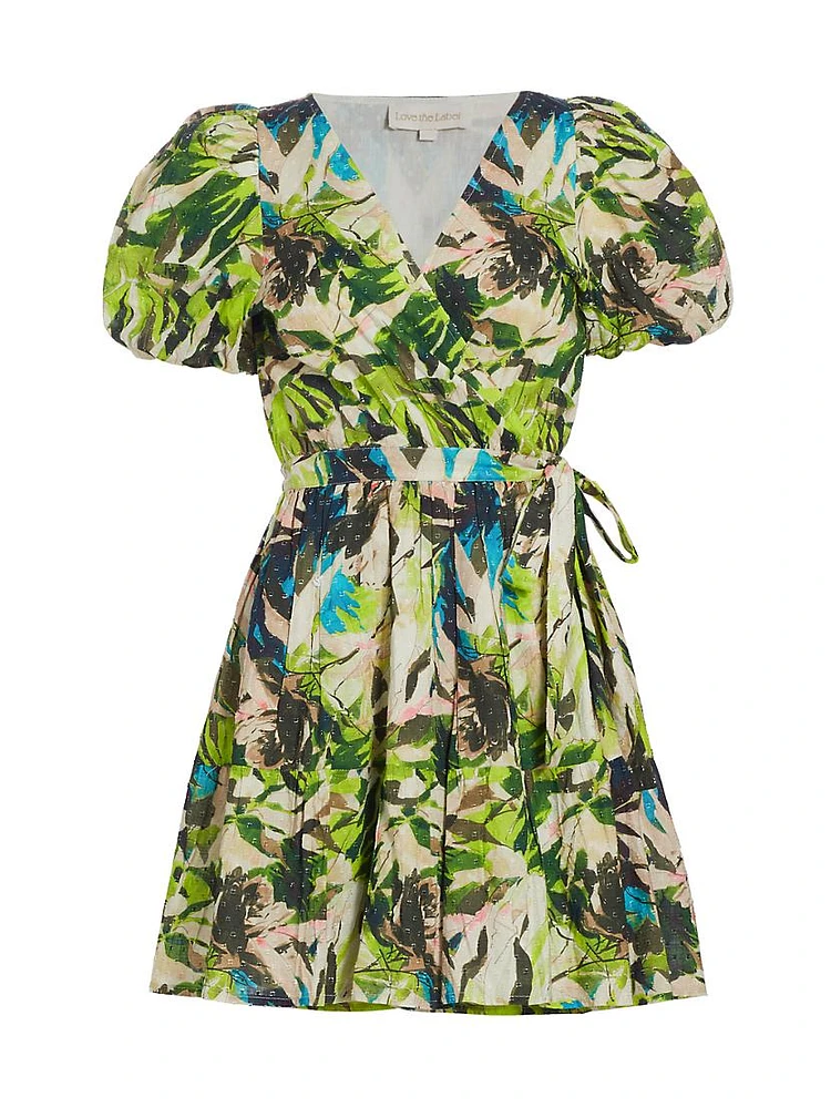 Ana Cotton-Blend Wrap Minidress