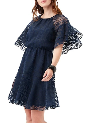 Ferry Ruffle-Sleeve Lace Minidress