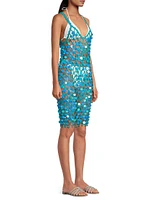 Sequined Crocheted Cotton-Blend Dress