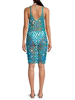 Sequined Crocheted Cotton-Blend Dress