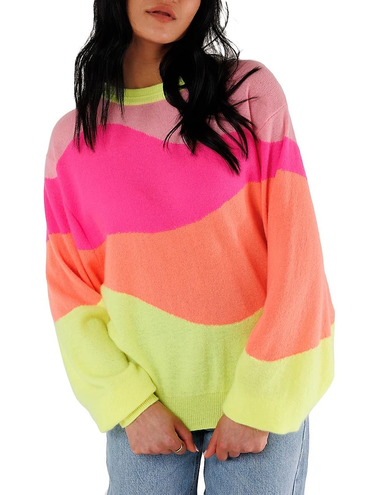 Lollypop Mellon Colorblocked Cashmere Sweater