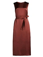 Baiardo Satin Tie-Waist Sheath Midi-Dress