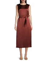 Baiardo Satin Tie-Waist Sheath Midi-Dress