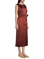 Baiardo Satin Tie-Waist Sheath Midi-Dress