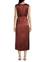 Baiardo Satin Tie-Waist Sheath Midi-Dress