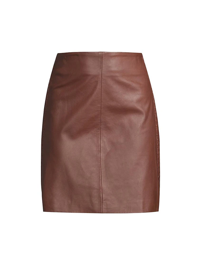 Ocra Leather Miniskirt