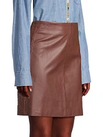 Ocra Leather Miniskirt