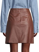 Ocra Leather Miniskirt