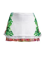 Palm Island Ruche Graphic Miniskirt