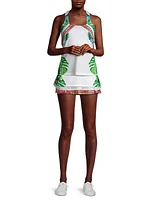 Palm Island Ruche Graphic Miniskirt