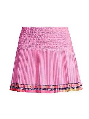 Palm Island Long Coco Chevron Smocked Miniskirt