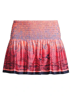 Novelty Print Long Mythical Smocked Miniskirt