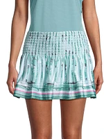 Can't Find Me Love Long Hide Out Printed Smocked Miniskirt