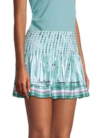 Can't Find Me Love Long Hide Out Printed Smocked Miniskirt