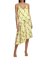 Dandelion Print Bias-Cut Slipdress