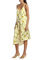 Dandelion Print Bias-Cut Slipdress