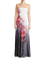 Spencer Sequin Strapless Gown