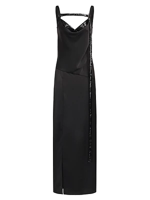 Nomi Satin Cowl-Neck Gown