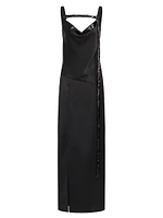 Nomi Satin Cowl-Neck Gown