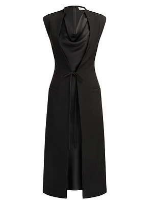 Jacklyn Cowl-Neck Crepe Midi-Dress