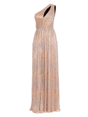 Kienna Metallic One-Shoulder Gown