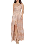 Kienna Metallic One-Shoulder Gown