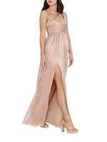 Kienna Metallic One-Shoulder Gown