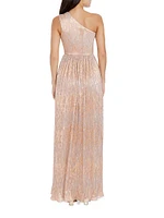 Kienna Metallic One-Shoulder Gown