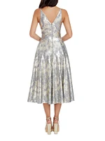 Delilah Metallic Brocade Cocktail Dress