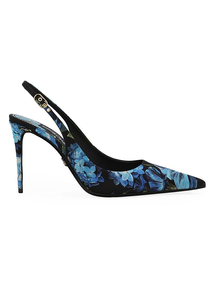 90MM Floral Silk-Blend Slingback Pumps