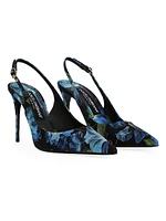 90MM Floral Silk-Blend Slingback Pumps