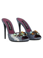 105MM Denim Jewel Mules