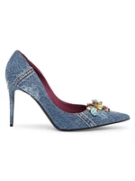 Denim 90MM Jewel-Embellished Pumps