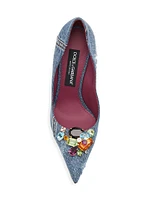 Denim 90MM Jewel-Embellished Pumps