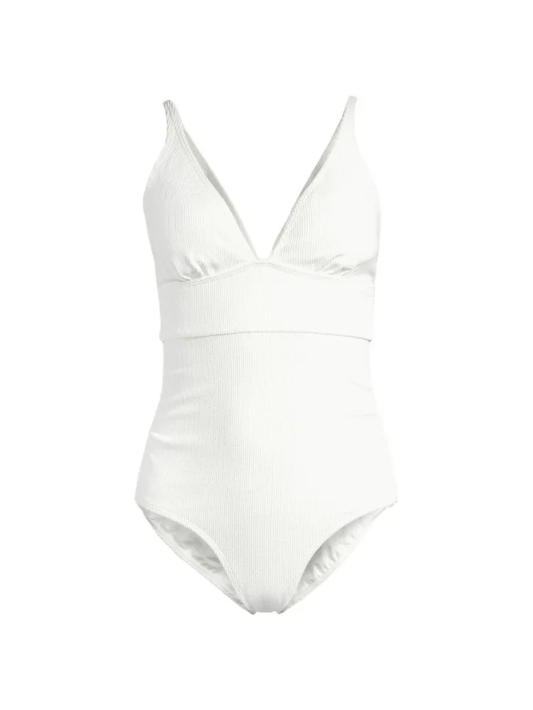 Niki Ribbed V-Neck One-Piece Swimsuit