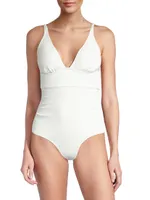 Niki Ribbed V-Neck One-Piece Swimsuit