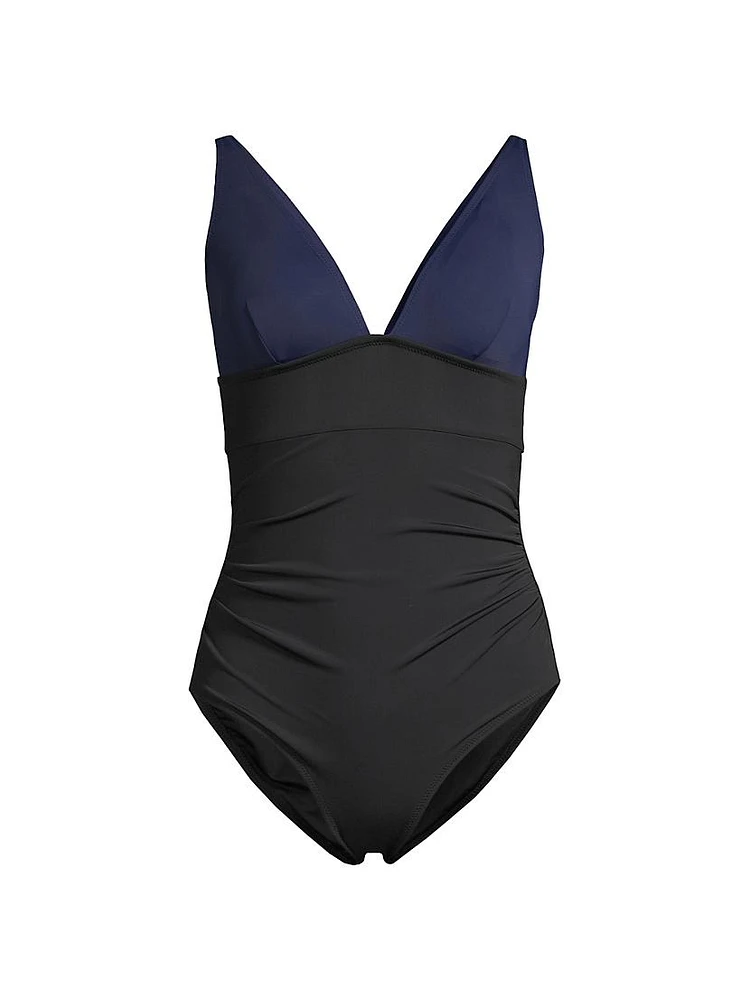 Niki Colorblocked V-Neck Swimsuit