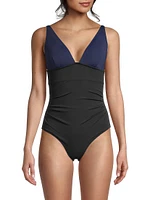 Niki Colorblocked V-Neck Swimsuit