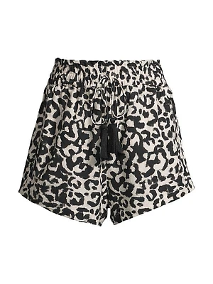 Vicki Leopard Drawstring Shorts