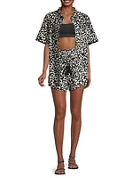 Vicki Leopard Drawstring Shorts